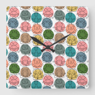 Yoga poses pattern Yoga seamless pattern 9 Square Wall Clock