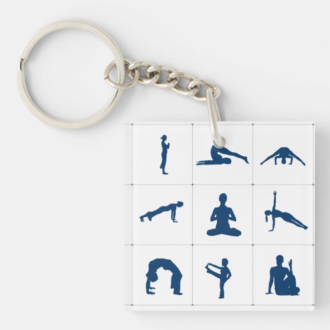 Yoga Poses & Positions Zen & Meditation Keychain (Front)