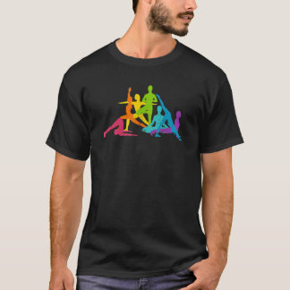 Yoga Poses Rainbow Spiritual Meditating Yogis Coac T-Shirt