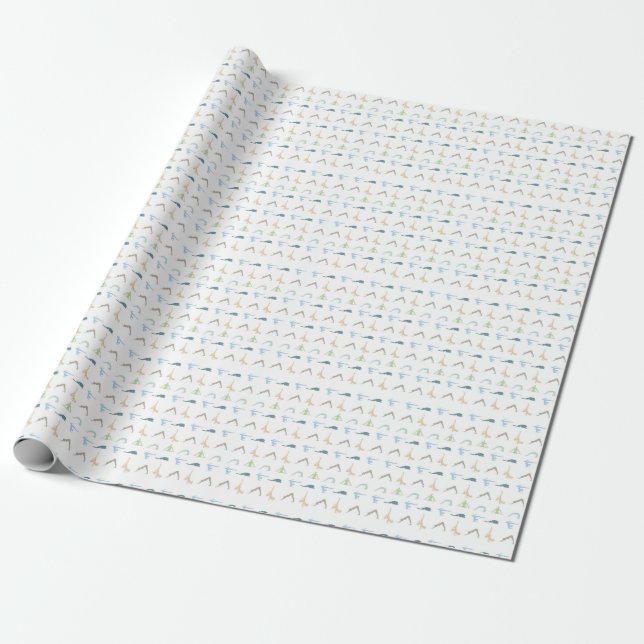 Yoga poses silhouette mindfulness meditation wrapping paper (Unrolled)