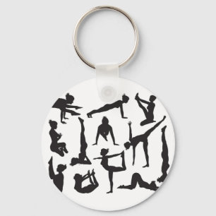 Yoga poses silhouettes keychain