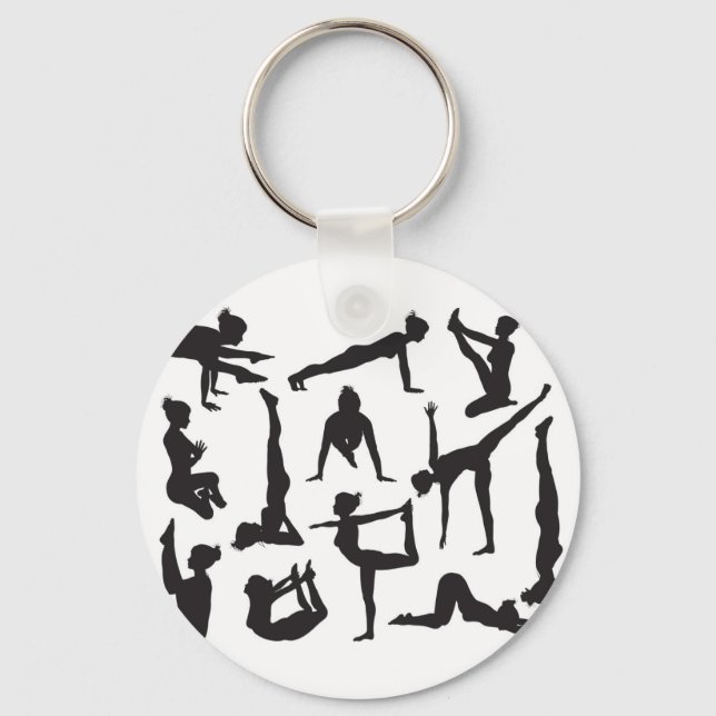 Yoga poses silhouettes keychain (Front)