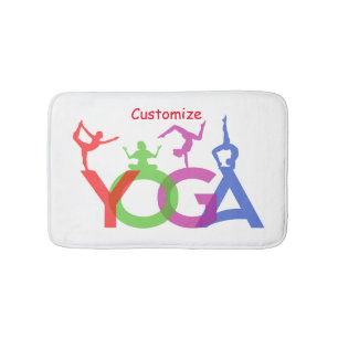 Yoga Poses Silhouettes Thunder_Cove Bath Mat