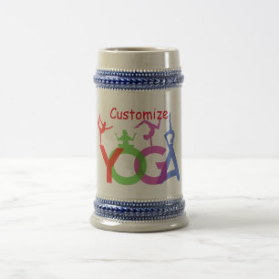 Yoga Poses Silhouettes Thunder_Cove Beer Stein