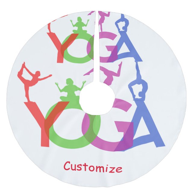 Yoga Poses Silhouettes Thunder_Cove Brushed Polyester Tree Skirt (Front)