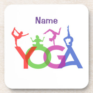 Yoga Poses Silhouettes Thunder_Cove Coaster