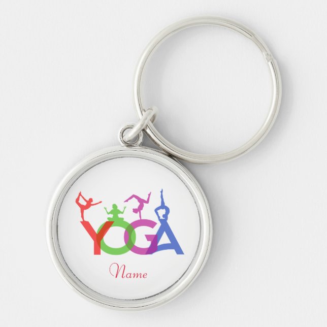 Yoga Poses Silhouettes Thunder_Cove Keychain (Front)