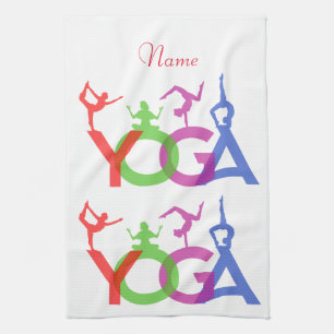 Yoga Poses Silhouettes Thunder_Cove Kitchen Towel