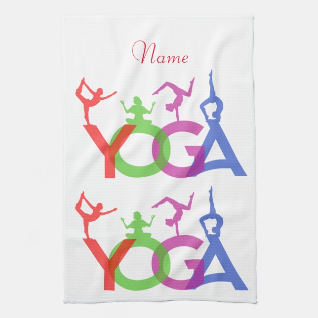Yoga Poses Silhouettes Thunder_Cove Kitchen Towel (Vertical)