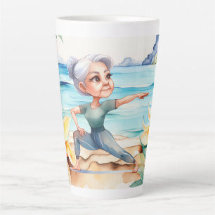 Yoga Position by the beach  Latte Mug