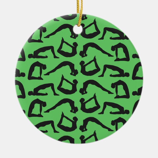 Yoga Positions Silhouettes Ceramic Ornament (Front)
