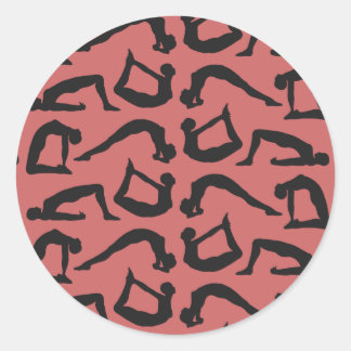Yoga Positions Silhouettes Classic Round Sticker