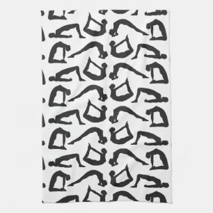 Yoga Positions Silhouettes Kitchen Towel