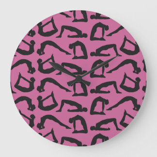 Yoga Positions Silhouettes Large Clock