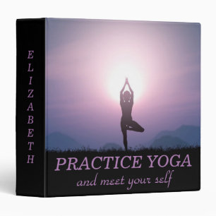 Yoga Practice Motivational Quote Black Purple Binder