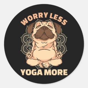 Yoga Pug Dog Meditating Funny  Classic Round Sticker