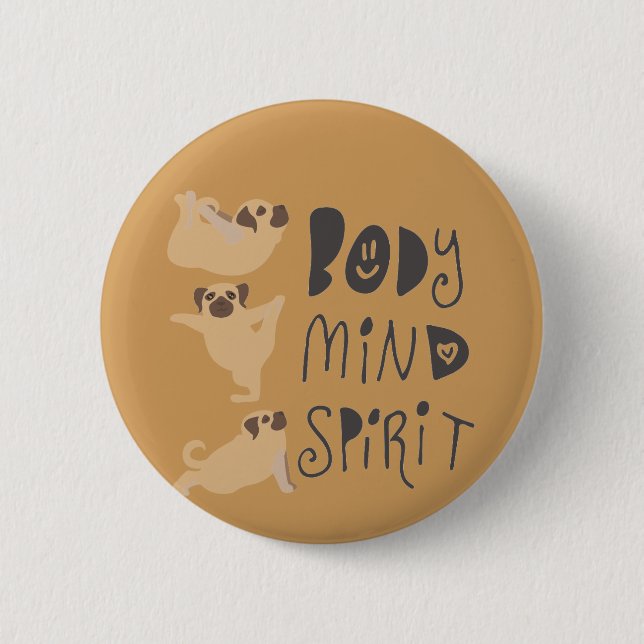 Yoga Pugs 2 Inch Round Button (Front)