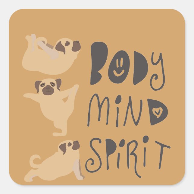 Yoga Pugs Square Sticker (Front)