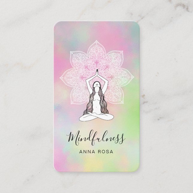 *~* Yoga QR Meditation Mindfulness Mandala Goddess Business Card (Front)