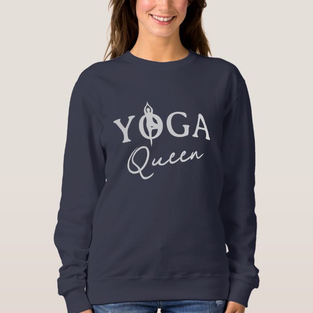 Yoga Queen blue sweatshirt with pose silhouette (Front)