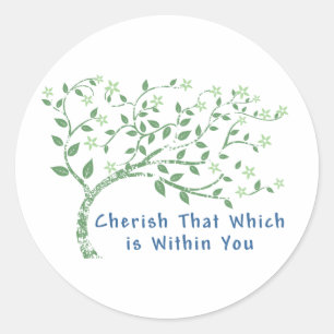 Yoga Quote: Cherish That Which is Within You Classic Round Sticker