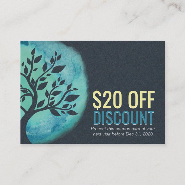 YOGA rabais Coupon Loyauté Aquarelle Turquoise Arb (Devant)