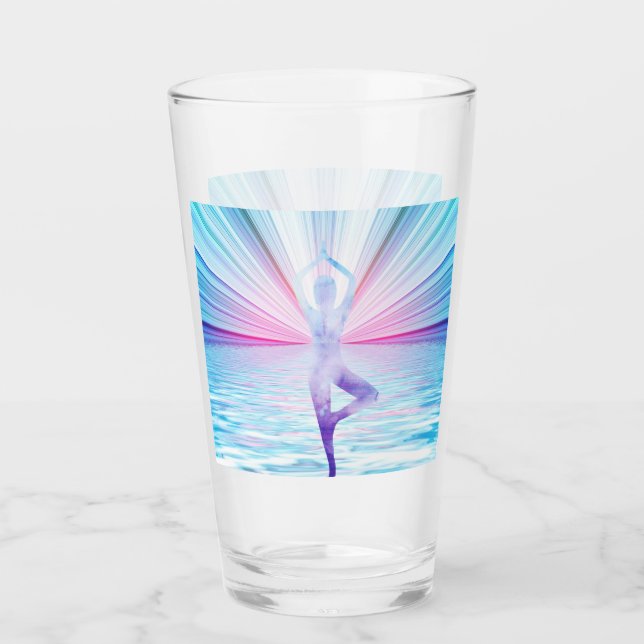 Yoga Rainbow Colour Chakra Tumbler Drinking Glass (Front)