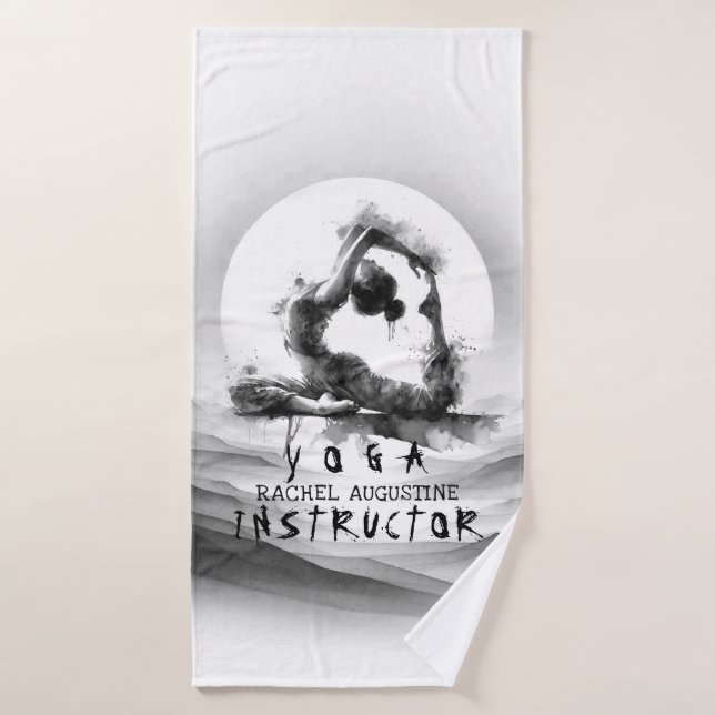 Yoga Reiki à une jambe King Pigeon Pose Aquarelle (Serviette de bain)