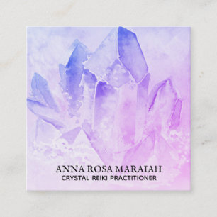 *~* Yoga Reiki Crystal Cluster Healer Amethyst Square Business Card