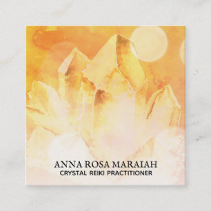 *~* Yoga Reiki Crystal Cluster Healer Citrine Gold Square Business Card