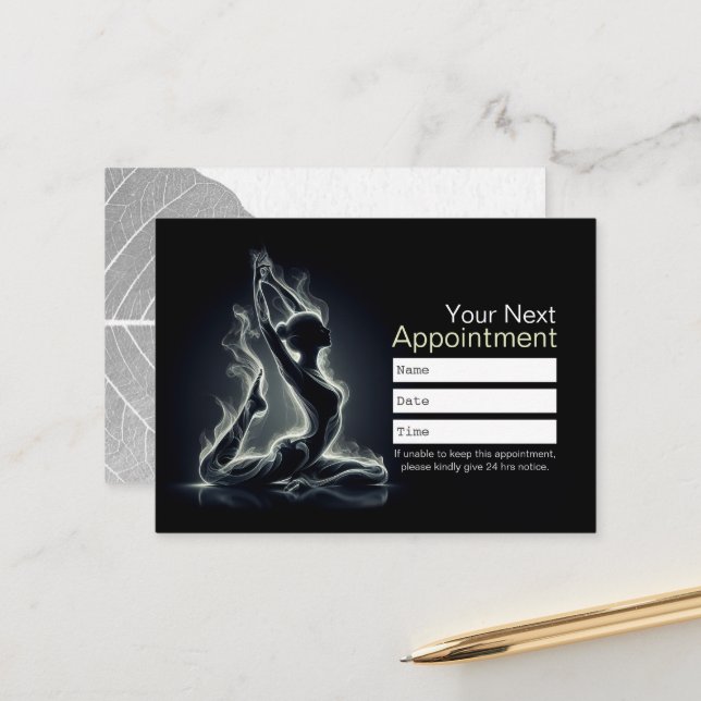 Yoga Reiki Instructor One-Legged King Pigeon Pose Appointment Card (Front/Back In Situ)