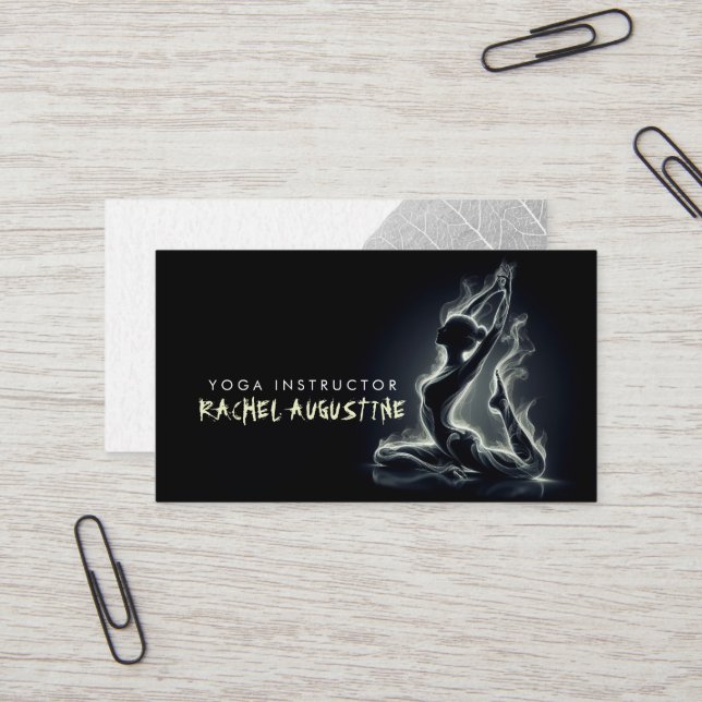 Yoga Reiki Instructor One-Legged King Pigeon Pose Business Card (Front/Back In Situ)