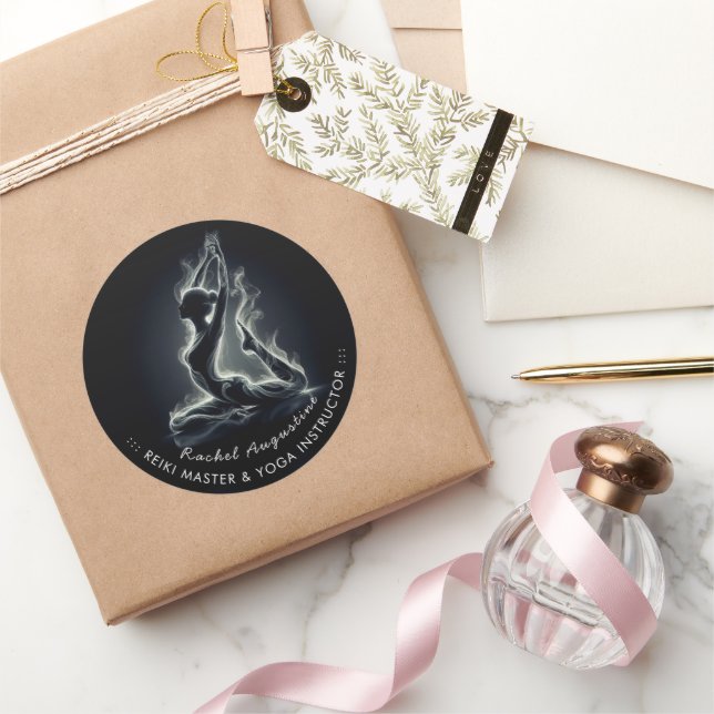 Yoga Reiki Instructor One-Legged King Pigeon Pose Classic Round Sticker (Gifting)