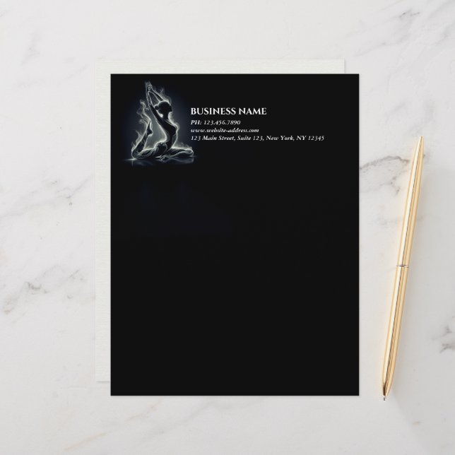 Yoga Reiki Instructor One-Legged King Pigeon Pose Letterhead (Front/Back In Situ)