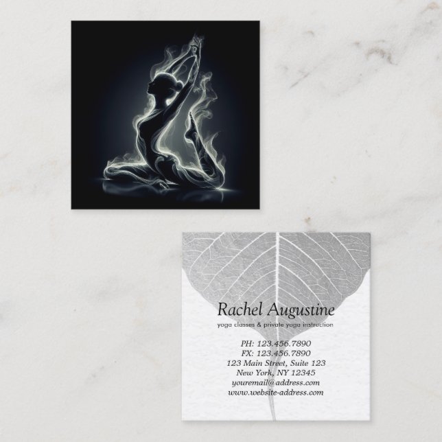 Yoga Reiki Instructor One-Legged King Pigeon Pose Square Business Card (Front/Back)