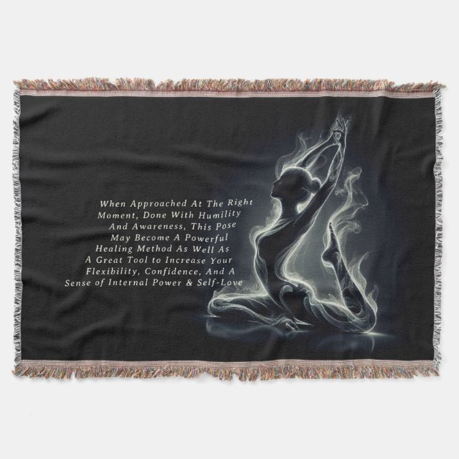 Yoga Reiki Instructor One-Legged King Pigeon Pose Throw Blanket (Front)