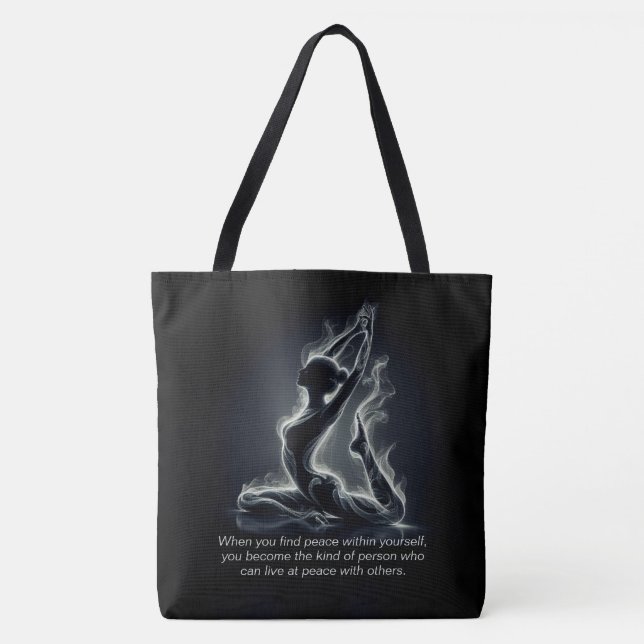 Yoga Reiki Instructor One-Legged King Pigeon Pose Tote Bag (Front)