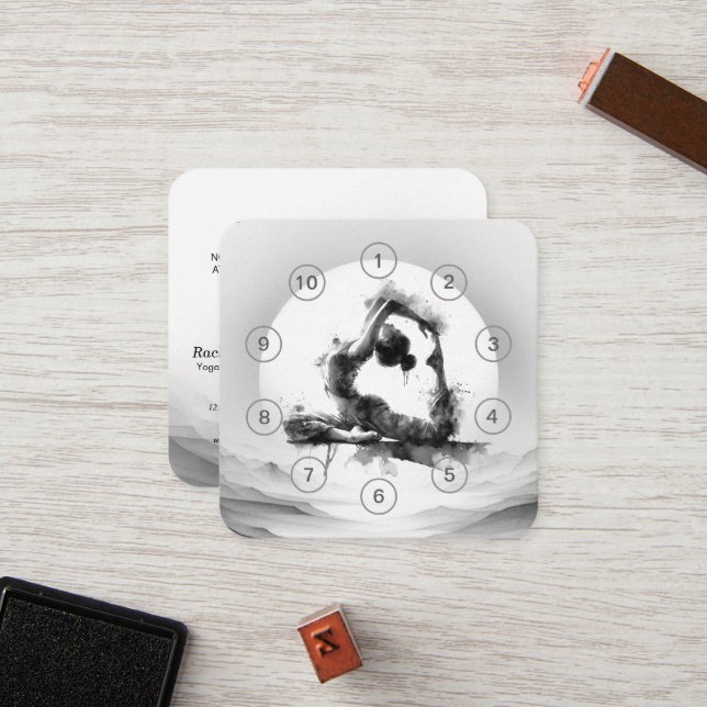 Yoga Reiki One-Legged King Pigeon Pose Class Pass Loyalty Card (Front/Back In Situ)