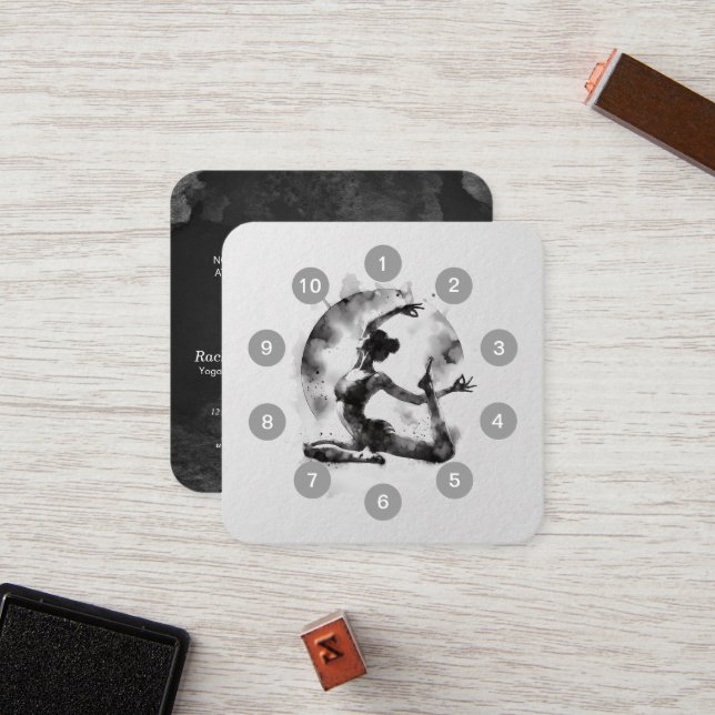 Yoga Reiki One-Legged King Pigeon Pose Class Pass Loyalty Card (Front/Back In Situ)