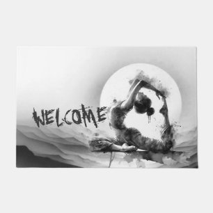 Yoga Reiki One-Legged King Pigeon Pose Watercolor Doormat