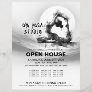 Yoga Reiki One-Legged King Pigeon Pose Watercolor Flyer