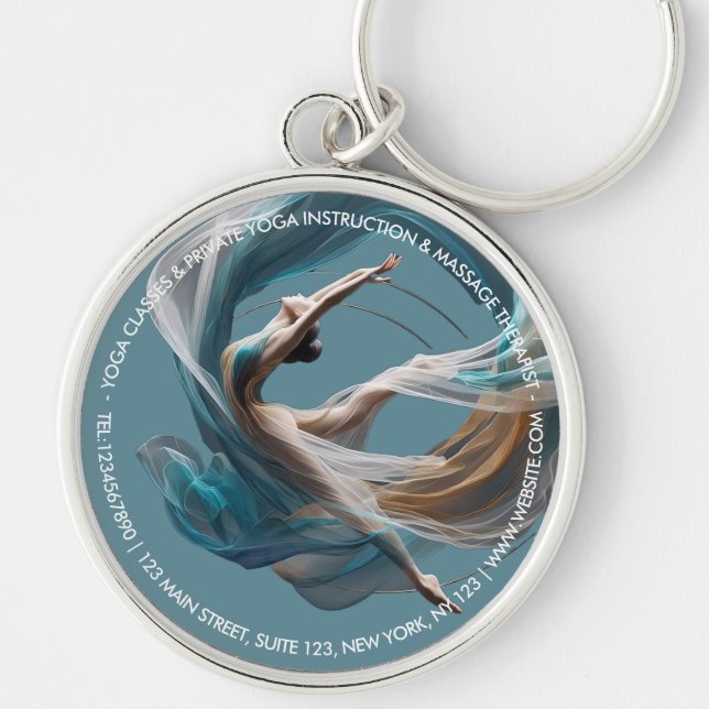 Yoga Reiki One-Legged King Pigeon Pose Watercolor Keychain (Front)