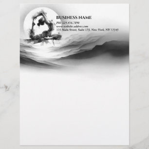 Yoga Reiki One-Legged King Pigeon Pose Watercolor Letterhead