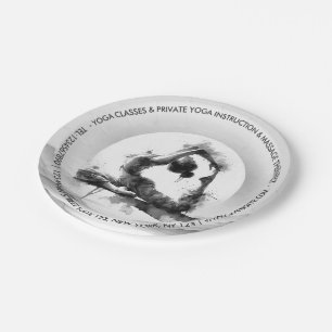 Yoga Reiki One-Legged King Pigeon Pose Watercolor Paper Plate
