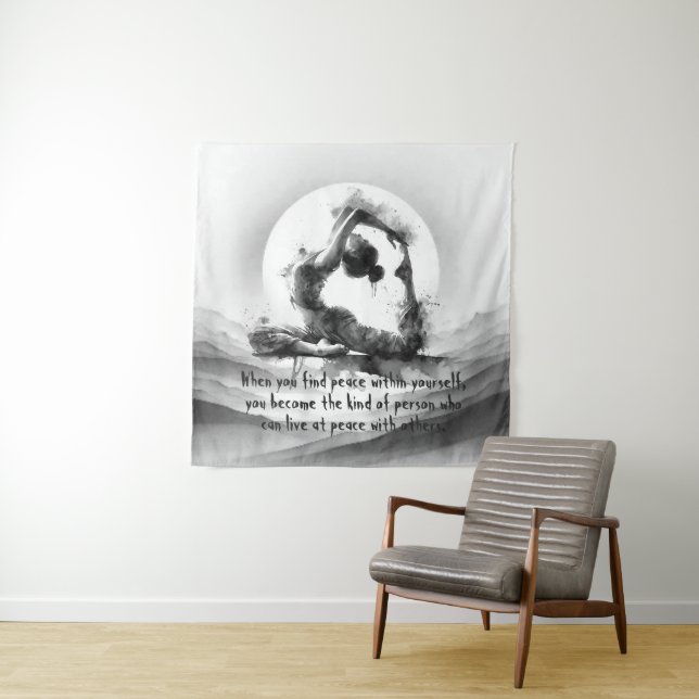 Yoga Reiki One-Legged King Pigeon Pose Watercolor Tapestry (In Situ)