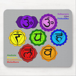 YOGA REIKI SEVEN CHAKRA SYMBOLS MOUSEPAD. MOUSE PAD