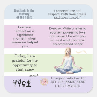 Yoga Relax Meditation Serene Chakra antistress Square Sticker