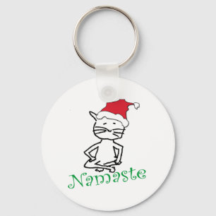Yoga Santa Cat Gifts Keychain