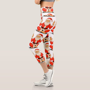 Yoga Santa Namaste Meditation Christmas Holiday Capri Leggings