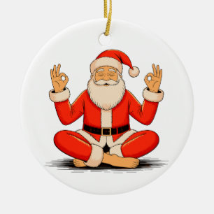 Yoga Santa Namaste Meditation Christmas Holiday Ceramic Ornament